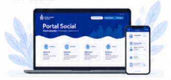 Portal Social en Laptop y Móvil
